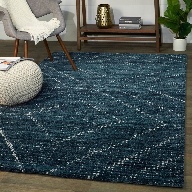 Beveridge Geometric Dark Blue Area Rug Mercury Row Rug Size: Rectangle 7’10” x 10′