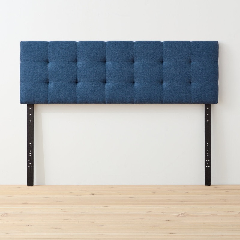 Aijha Square Tufted Upholstered Headboard Lark Manor Color: Cobalt Textured Size: King