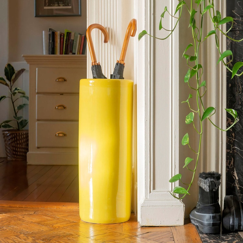 Astou Handmade Porcelain Floor Vase Wade Logan Color: Yellow