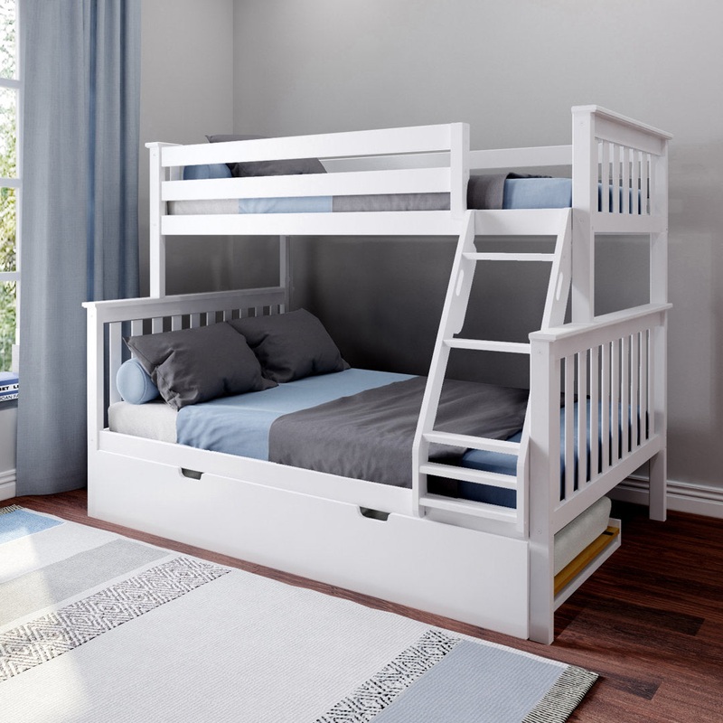 Bolles Solid Wood Standard Bunk Bed with Trundle Harriet Bee Bed Frame Color: White Size: Twin over Full