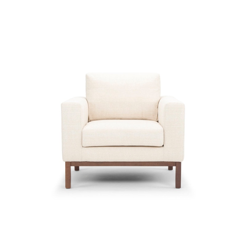 Clayton Upholstered Armchair Joss & Main Fabric: Venga Cream Performance Cross Weave