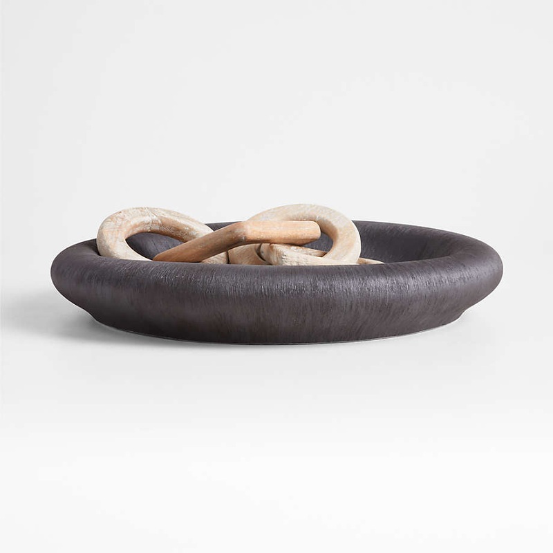 Alura Black Ceramic Decorative Centerpiece Bowl 16″