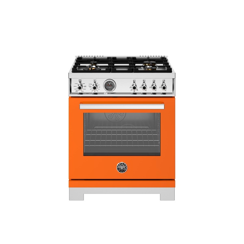 Bertazzoni PRO304BFEPART 30 Inch Dual Fuel Range, 4 Brass Burners, Electric Self-Clean Oven Arancio