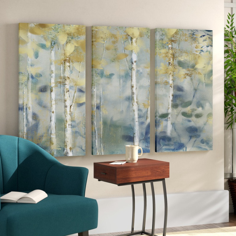 ‘Gilded Forest II’ Multi-Piece Image on Wrapped Canvas Red Barrel Studio Overall Size: 32″ H x 48″ W x 1.5″ D