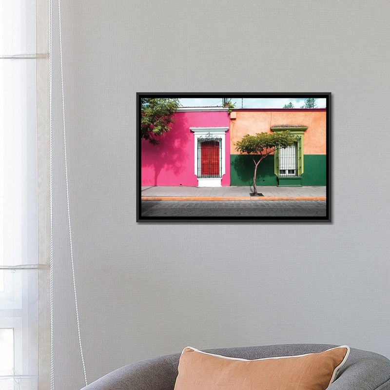 Viva Mexico! Series: Mexican Colorful Facades’ Photographic Print on Canvas East Urban Home Mat Color: No Mat Size: 40″ H x 60″ W x 1.5″ D Format: Black Framed Canvas