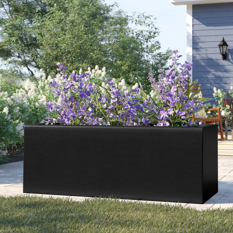 Cogburn Belmont Rectangle Planter Box Sol 72 Outdoor Color: Black Size: 12″ H x 36″ W x 12″ D