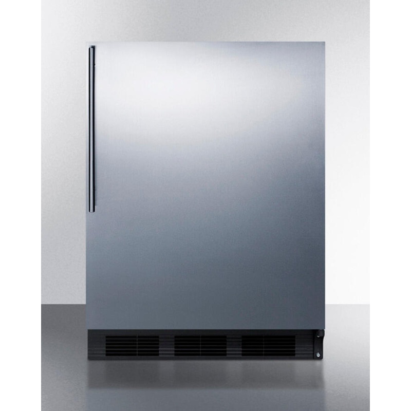 Summit AL652BSSHV Freestanding Ada Compliant Refrigerator-Freezer For General Purpose Use, W/Dual Evaporator Cooling, Cycle Defrost, Ss Door, Thin Handle, And Black Cabinet