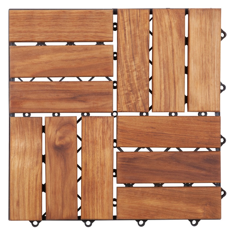 11.8″ x 11.8″ Teak Wood Interlocking Deck Tile Nordic Style