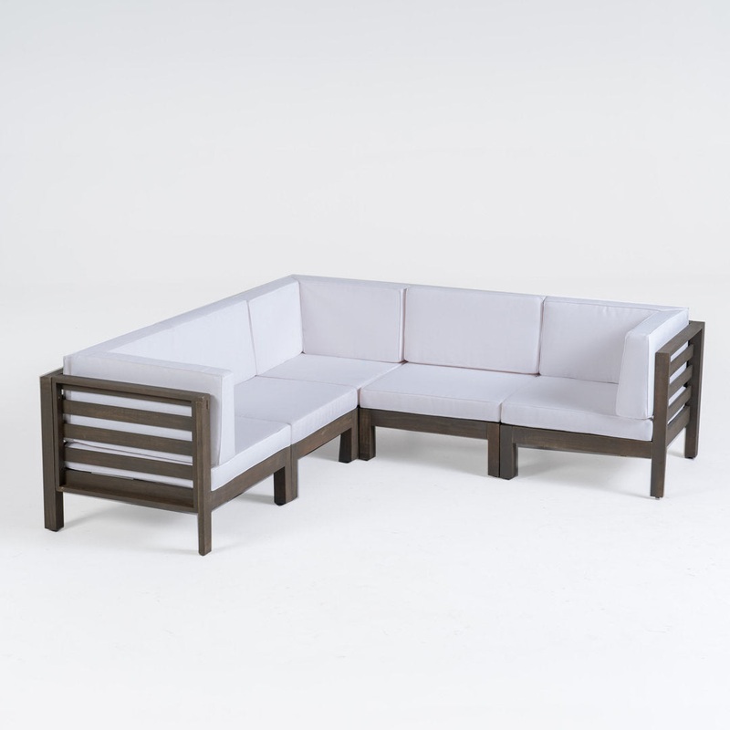 30.25” Wide Outdoor Symmetrical Patio Sectional with Cushions AllModern Frame Color / Cushion Color: Gray Frame / White Cushion