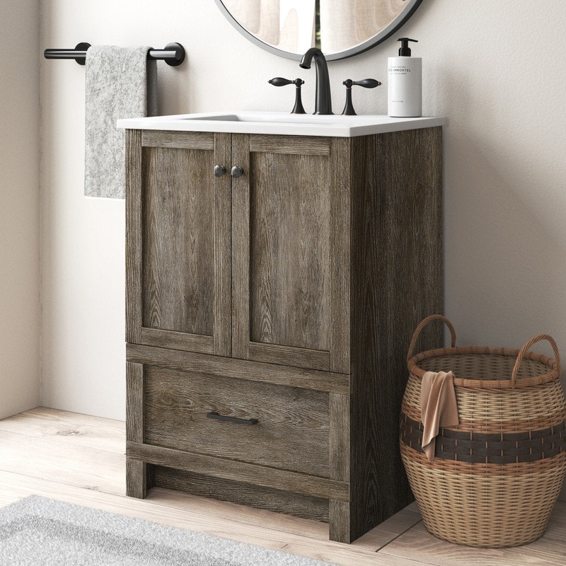 Ahmed 24″ D x 19” D x 34” H Single Bathroom Vanity Sand & Stable Base Finish: Weathered Oak