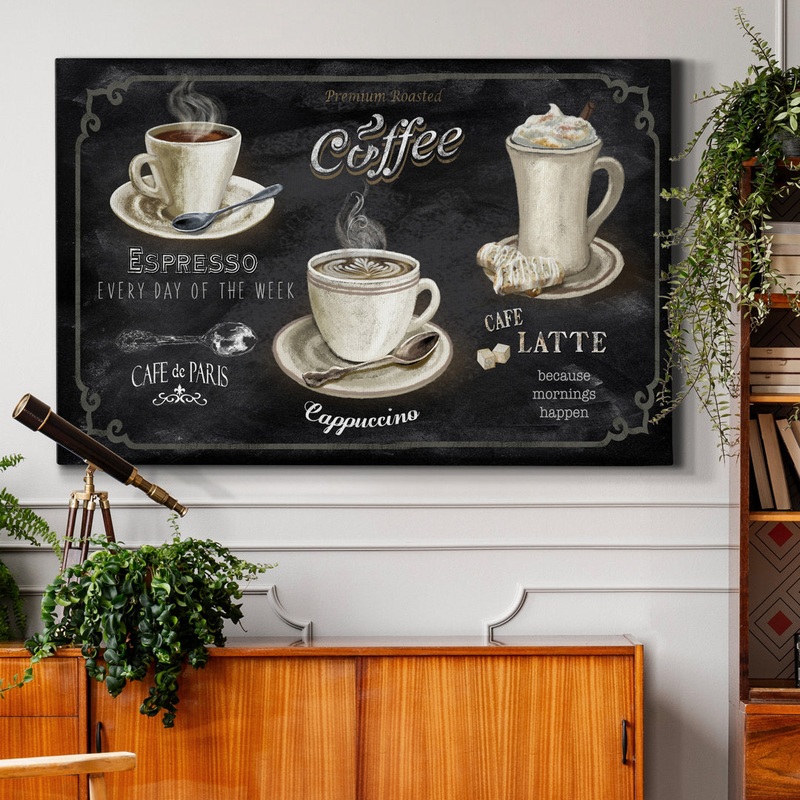 Coffee Trio – Wrapped Canvas Textual Art Print Winston Porter Size: 12″ H x 8″ W x 1″ D