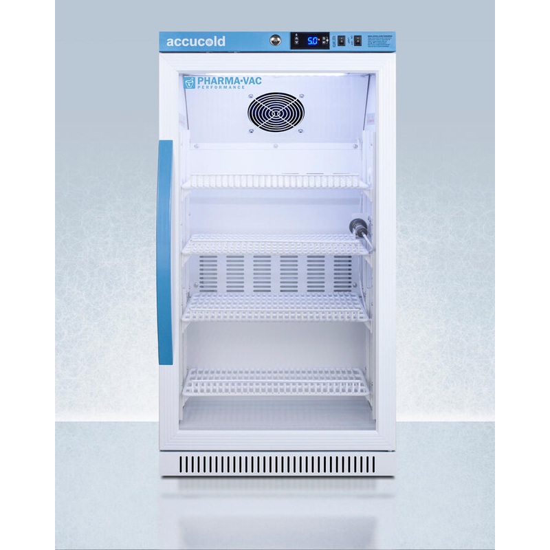 Summit ARG31PVBIADA Performance Series Pharma-Vac 2.83 Cu.Ft. Ada Height Glass Door Commercial All-Refrigerator For The Display And Refrigeration Of Vaccines; Designed For Freestanding Or Recessed Installation