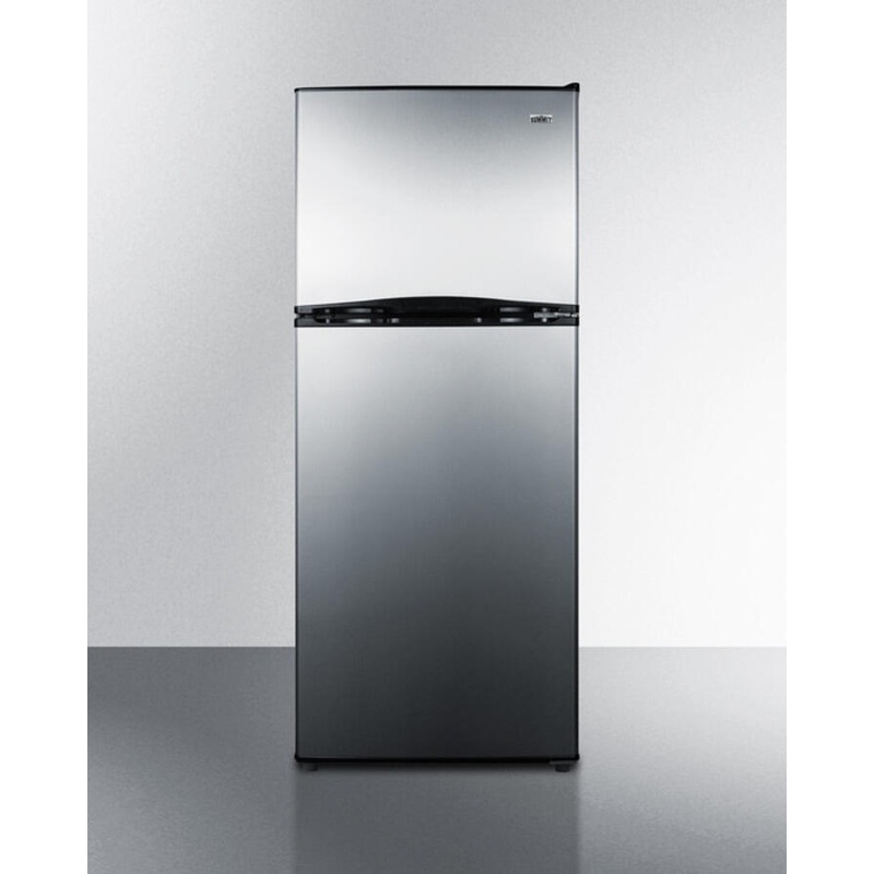 Summit FF1387SSIM 24″ Wide 11.5 Cu.Ft. Frost-Free Refrigerator-Freezer With Factory Installed Icemaker, Black Cabinet, And Stainless Steel Doors
