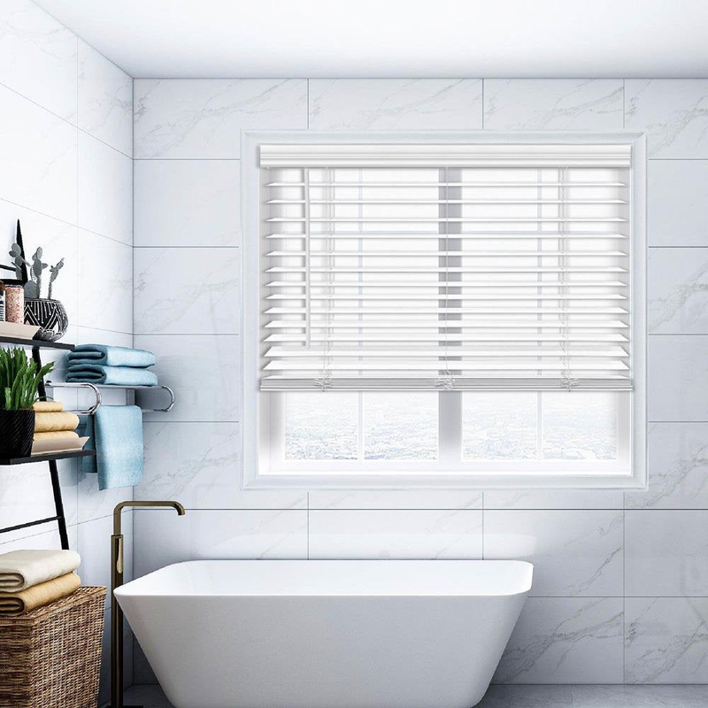 2 inch Room Darkening, Cordless Faux Wood Horizontal/Venetian Blind DEZFURNISHINGS Length & Width: 53″W x 64″L